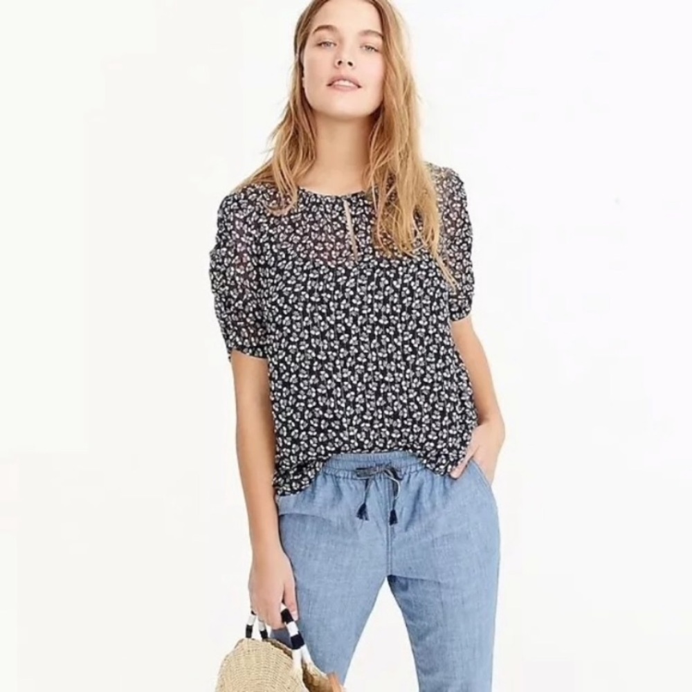 J.Crew ruched sleeve top